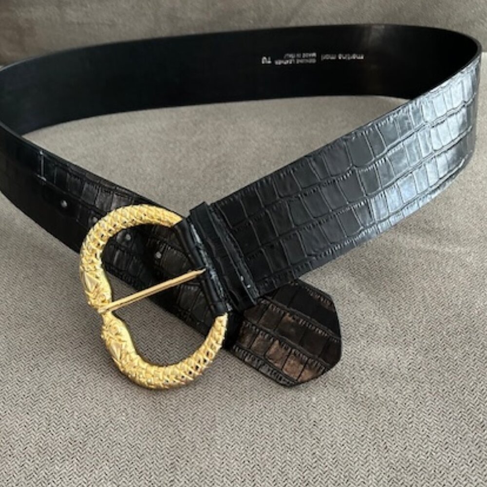 Wide Black Italian Belt SZ L
